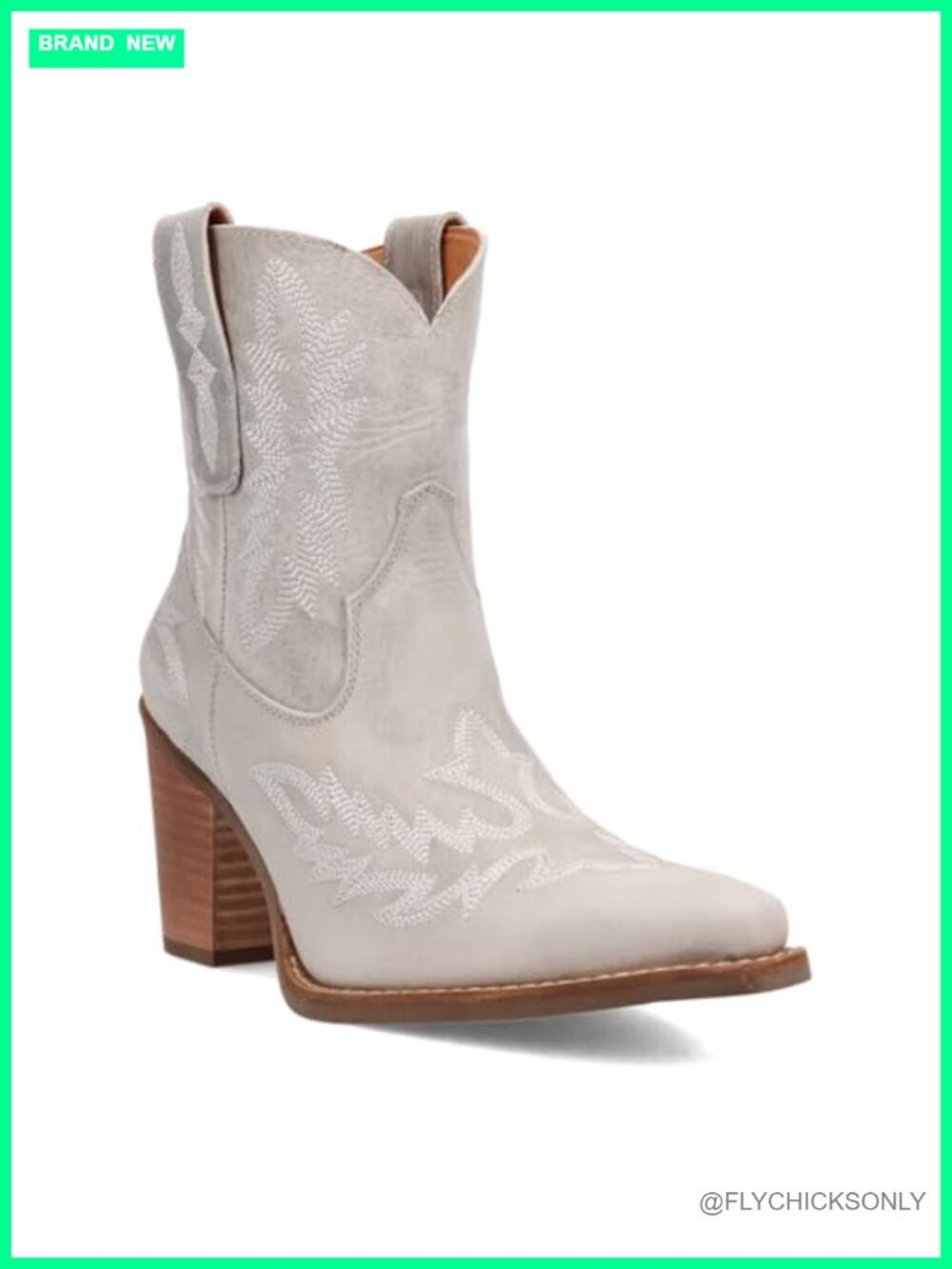 Dingo Embroidered Snip Toe Pull On Leather Ankle Boots 2.75" Heel